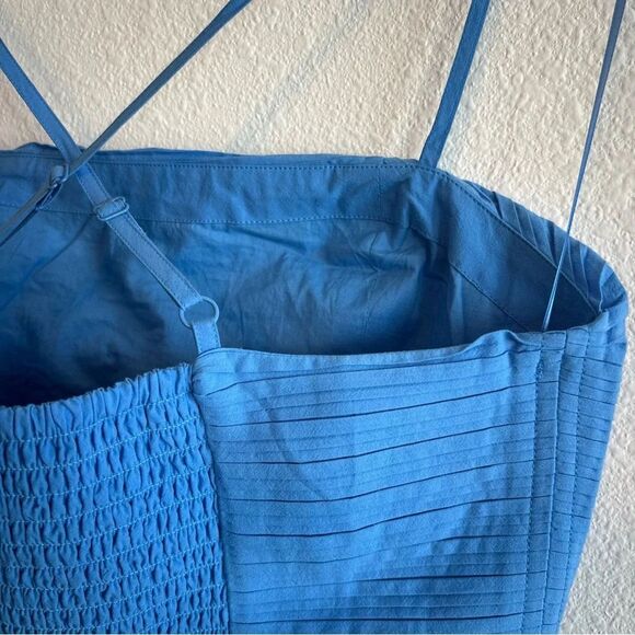 NWT Madewell Poplin Strappy Crop Top Crinkle Size 6 in Ornamental Blue - Picture 9 of 10